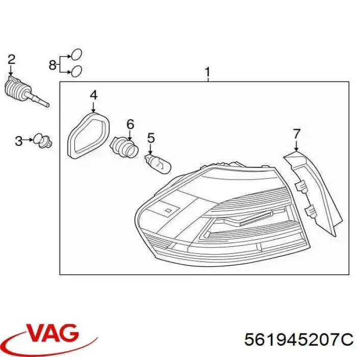 561945207C VAG Piloto trasero exterior izquierdo