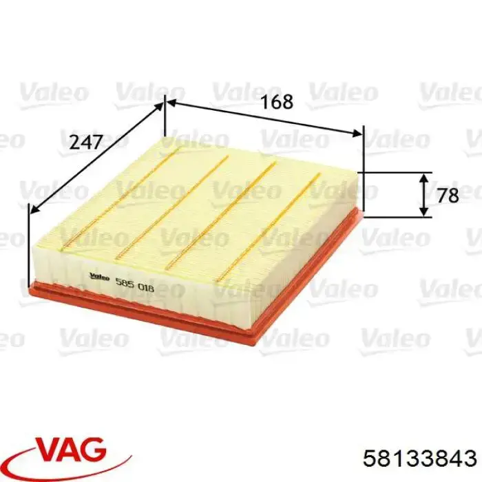 El filtro de aire VAG 58133843 precio, desde 8,07 EUR