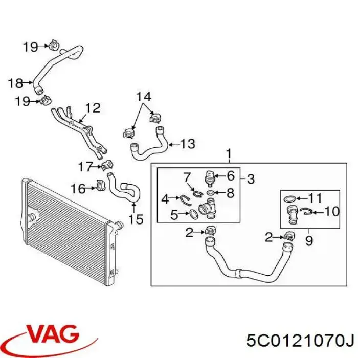 Manguito de líquido refrigerante VAG 5C0121070J precio, desde 56,13 EUR