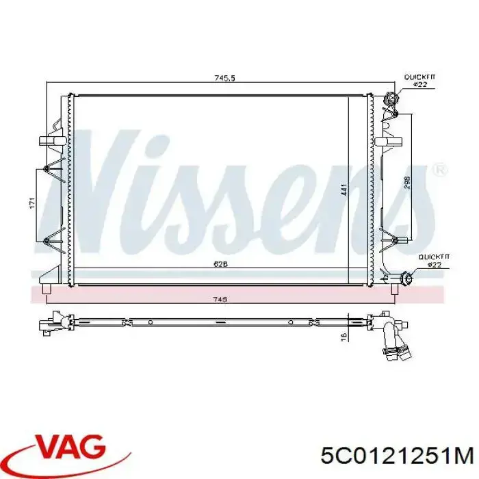 Radiador refrigeración del motor VAG 5C0121251M