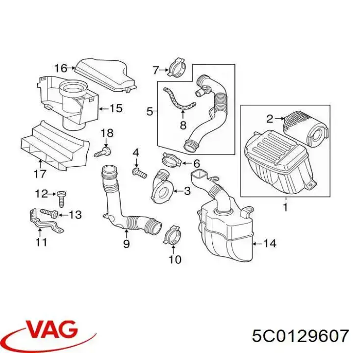 Caja del filtro de aire VAG 5C0129607 precio, desde 229,42 EUR