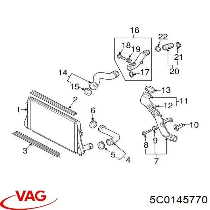 5C0145770 VAG tubo flexible de aire de sobrealimentación izquierdo