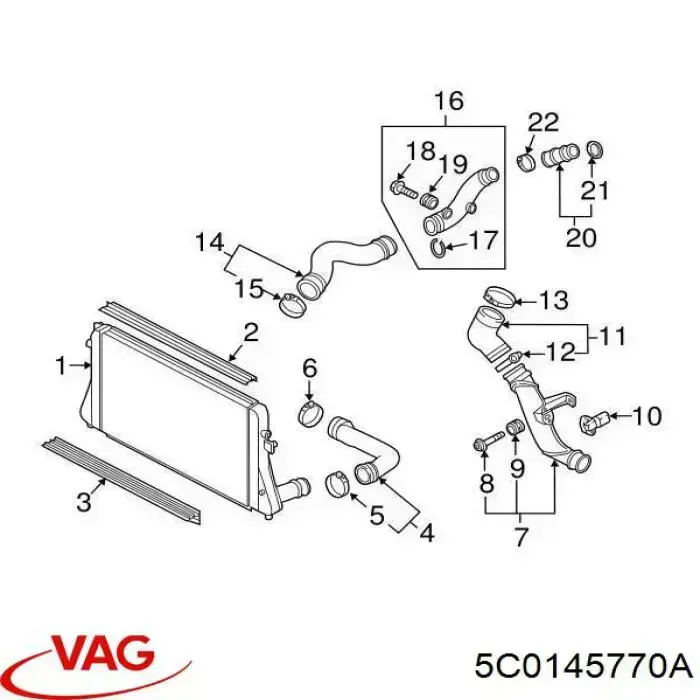 5C0145770A VAG tubo flexible de aire de sobrealimentación izquierdo