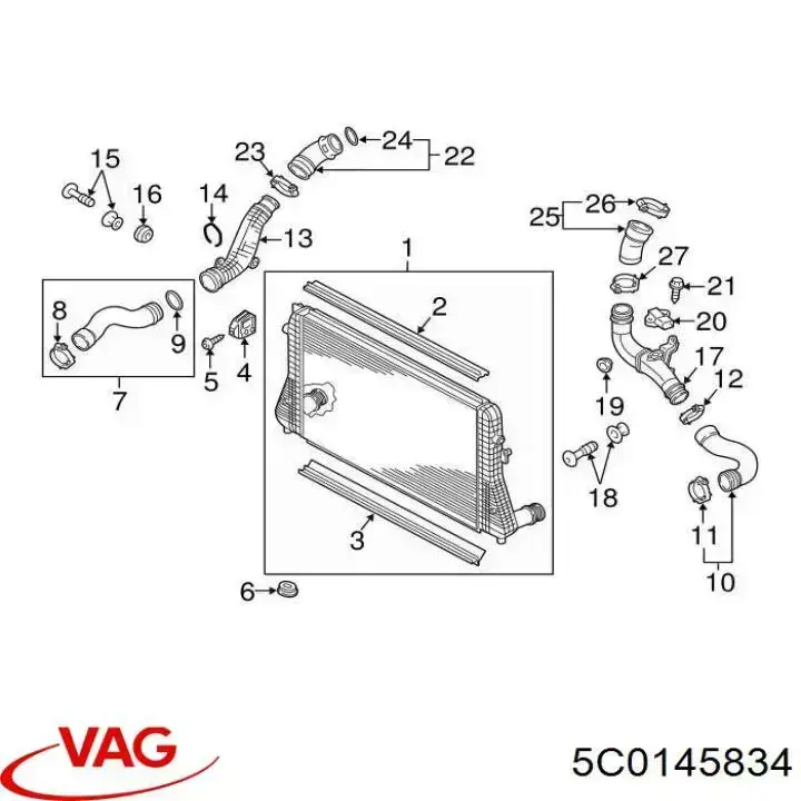 5C0145834 VAG tubo flexible de aire de sobrealimentación inferior izquierdo