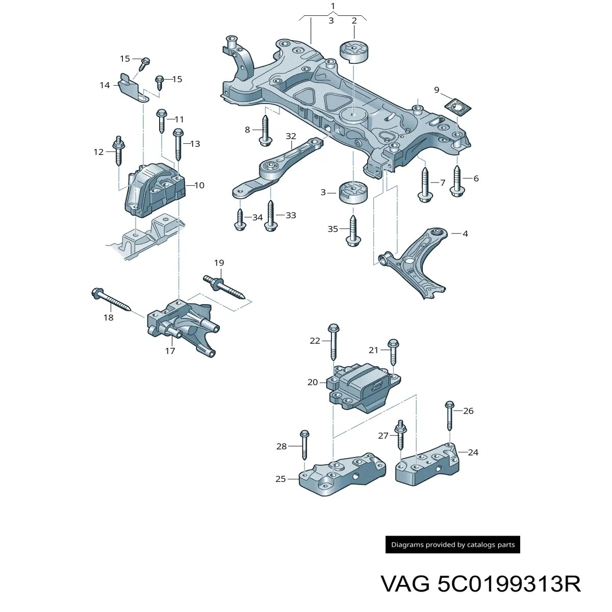 Subchasis delantero soporte motor VAG 5C0199313R precio, desde 911,12 EUR