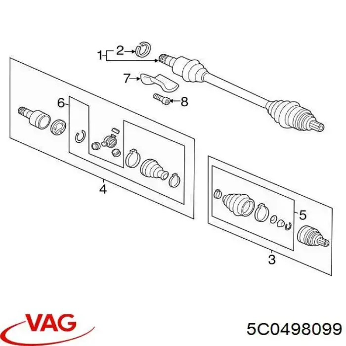 5C0498099 VAG junta homocinética exterior delantera