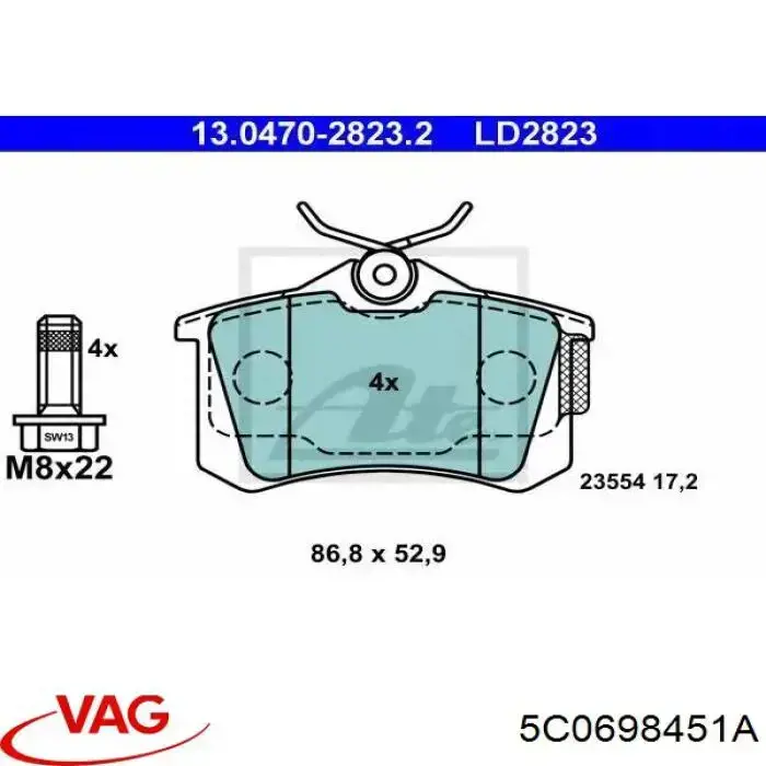 Pastillas traseras VAG 5C0698451A