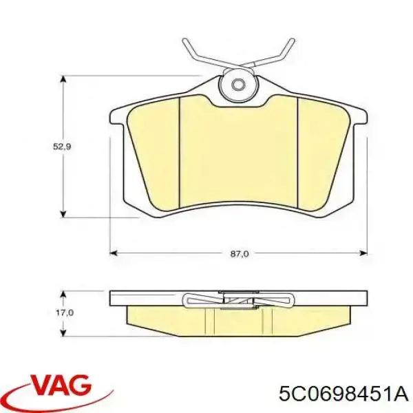 5C0698451A VAG Pastillas freno traseras