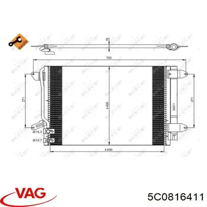 5C0816411 VAG condensador aire acondicionado