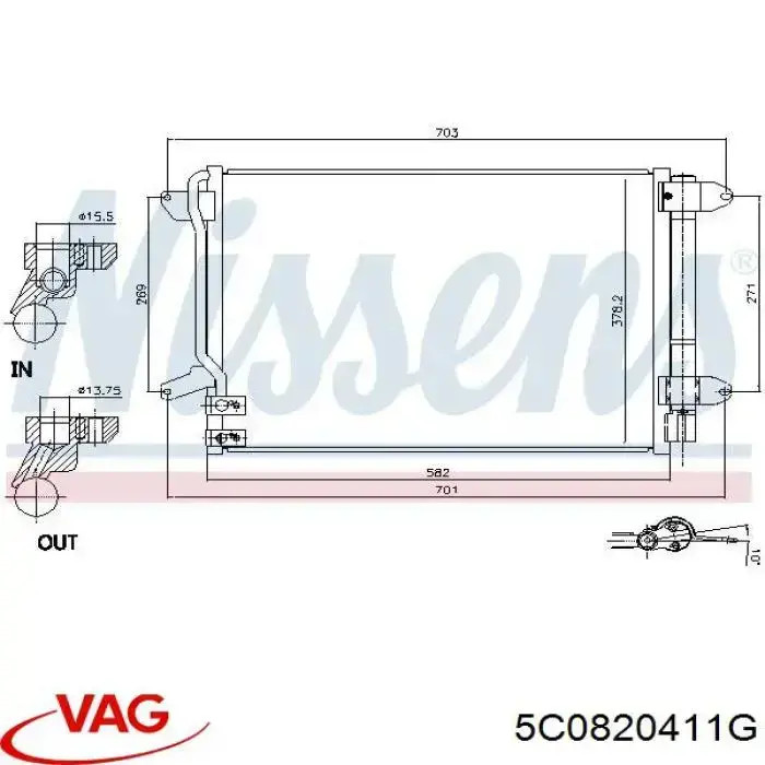 5C0820411G VAG condensador aire acondicionado