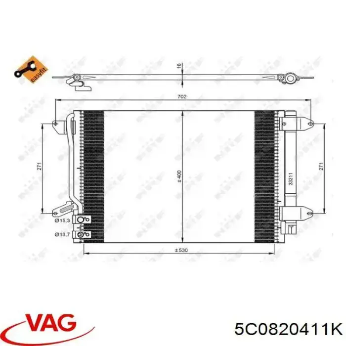 Comprar 88201767801 Vika Condensador de aire acondicionado