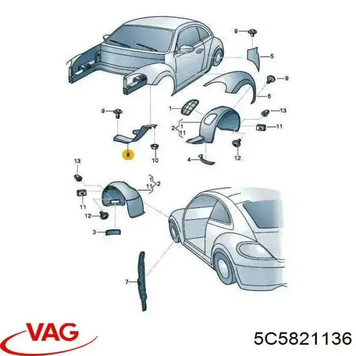 Comprar 5C5821136 VAG Soporte delantero de guardabarros delantero derecho