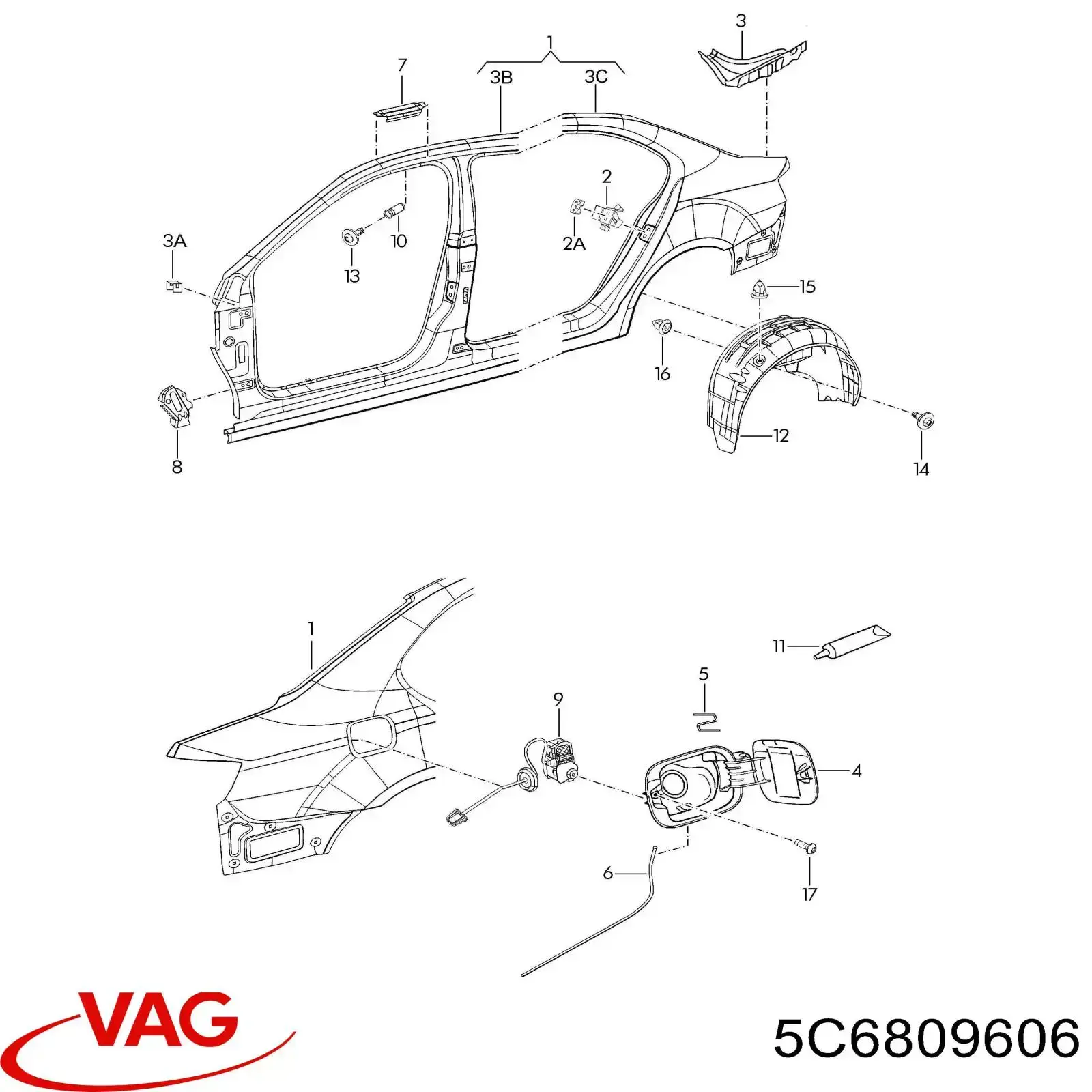 Panel lateral derecho VAG 5C6809606 precio, desde 1257,96 EUR