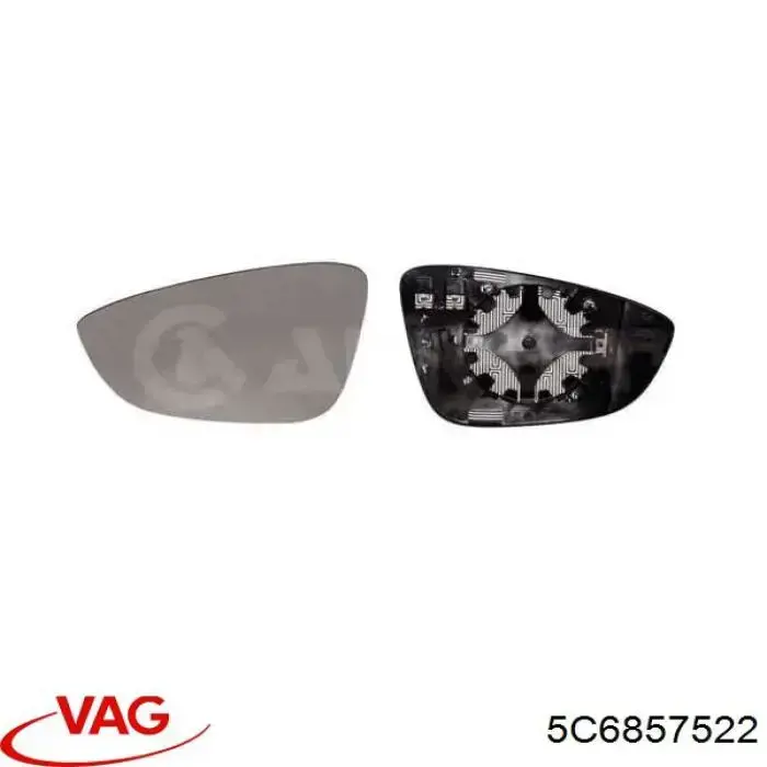 5C6857522 VAG cristal de espejo retrovisor exterior derecho
