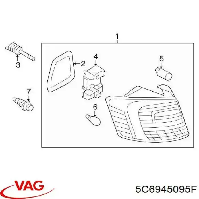 Piloto trasero exterior izquierdo VAG 5C6945095F precio, desde 120,06 EUR