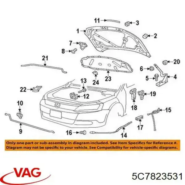 Cable de apertura del capó delantero VAG 5C7823531 precio, desde 13,54 EUR