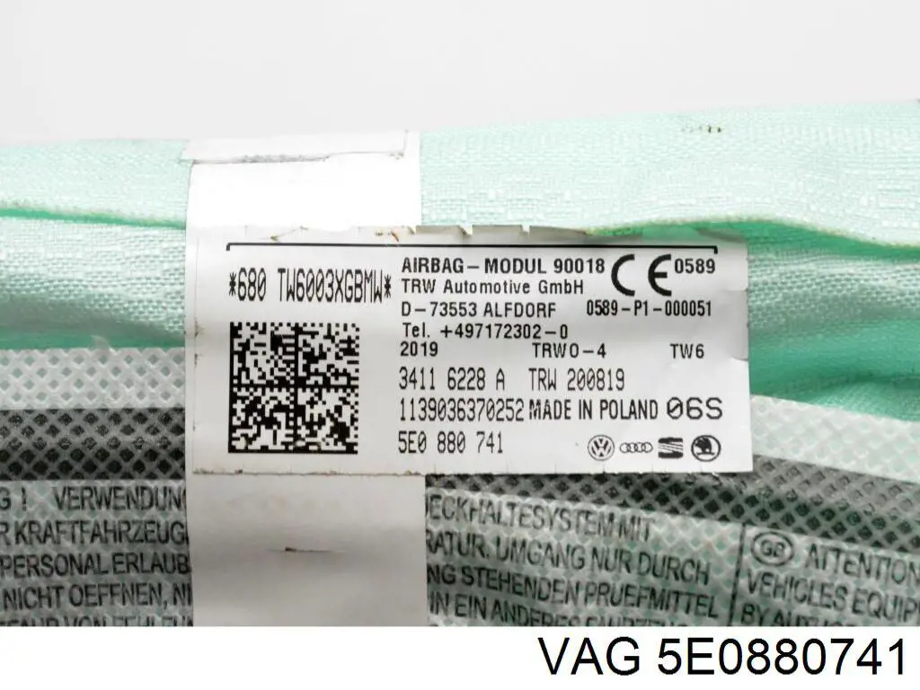 Airbag de cortina lateral izquierda VAG 5E0880741 precio, desde 90,02 EUR