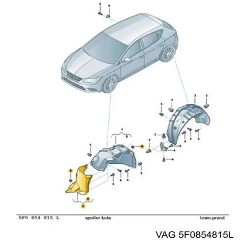 Guardalodos delantero izquierdo VAG 5F0854815G precio, desde 22,68 EUR