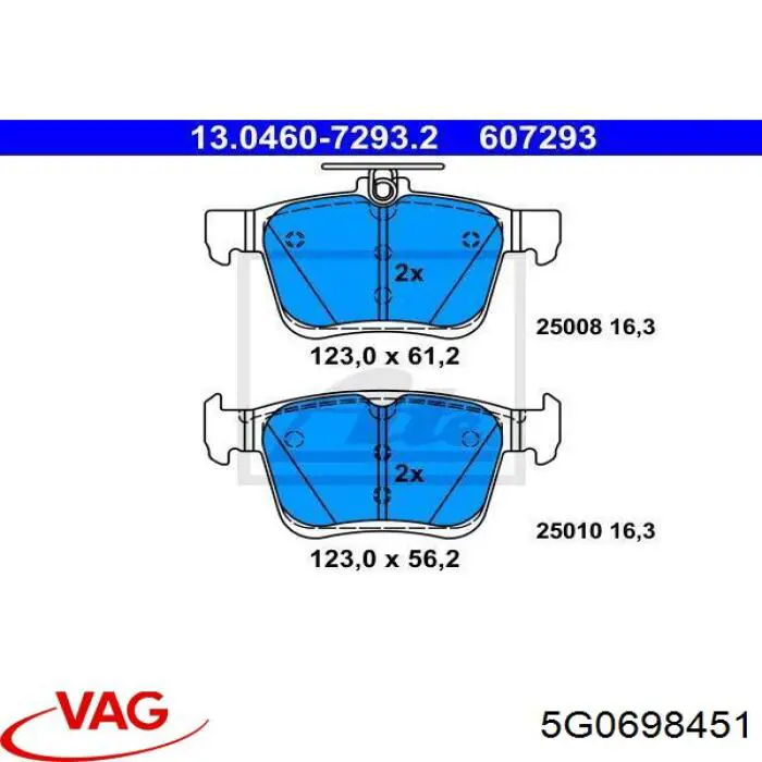 Pastillas traseras VAG 5G0698451