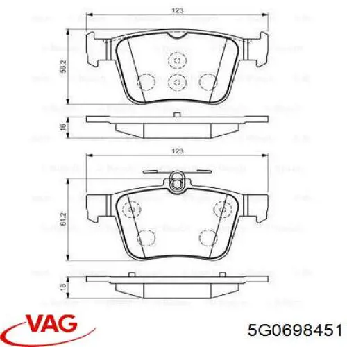 Pastillas traseras de freno VAG 5G0698451 precio, desde 24,84 EUR