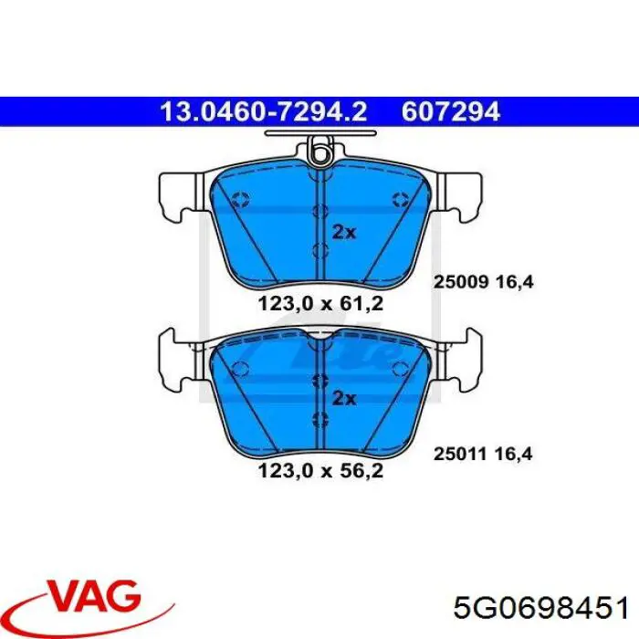 Comprar 5G0698451 VAG Pastillas de freno traseras