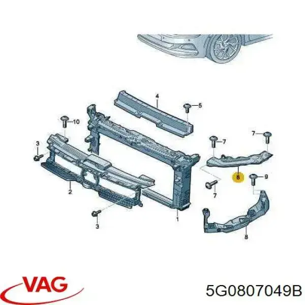 Soporte de paragolpes delantero exterior izquierdo para Volkswagen Golf (BA5, BV5)