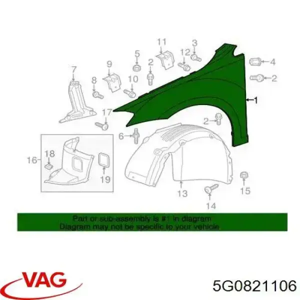 Guardabarros delanteros derecho VAG 5G0821106 precio, desde 81,11 EUR