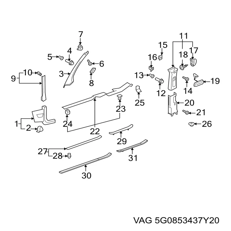 Tapa de motor VAG 3C0853437CY20 precio, desde 1,36 EUR