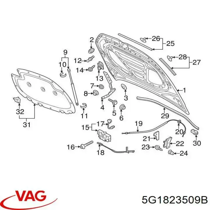 Comprar 5G1823509B VAG Cerradura de capó