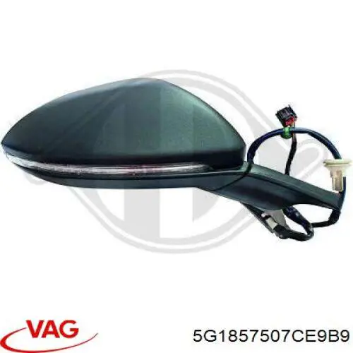 5G1857507CE9B9 VAG cubierta, retrovisor exterior izquierdo