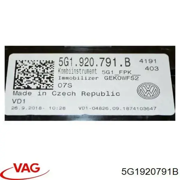 Tablero de instrumentos VAG 5G1920791B precio, desde 1666,90 EUR