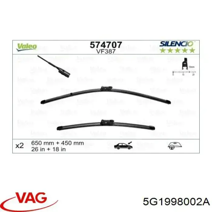 Comprar 5G1998002A VAG Juego de escobillas de luna delantera, 2 piezas