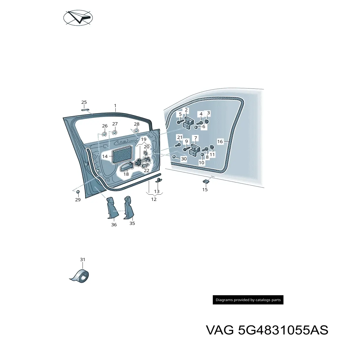 Puerta delantera izquierda 5G4831055AS VAG