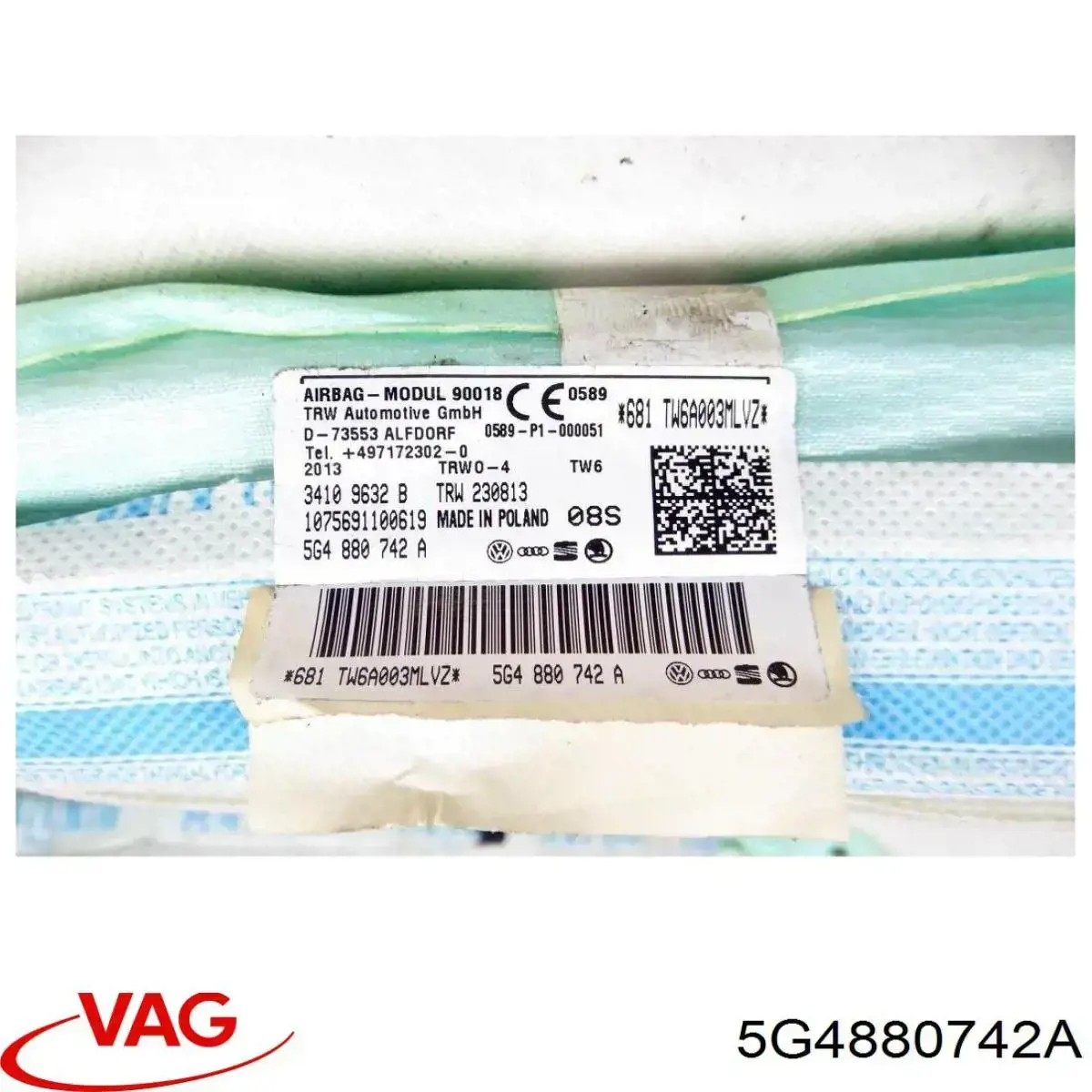 5G4880742E VAG Airbag de cortina lateral derecha