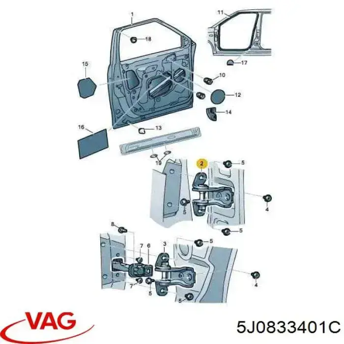 5J0833401C VAG bisagra de puerta delantera izquierda