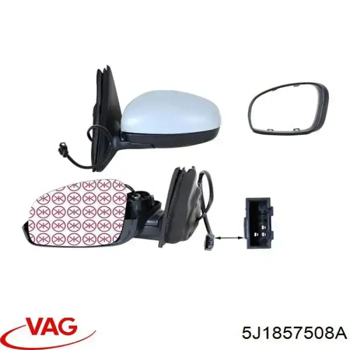 5J1857508A VAG cubierta, retrovisor exterior derecho