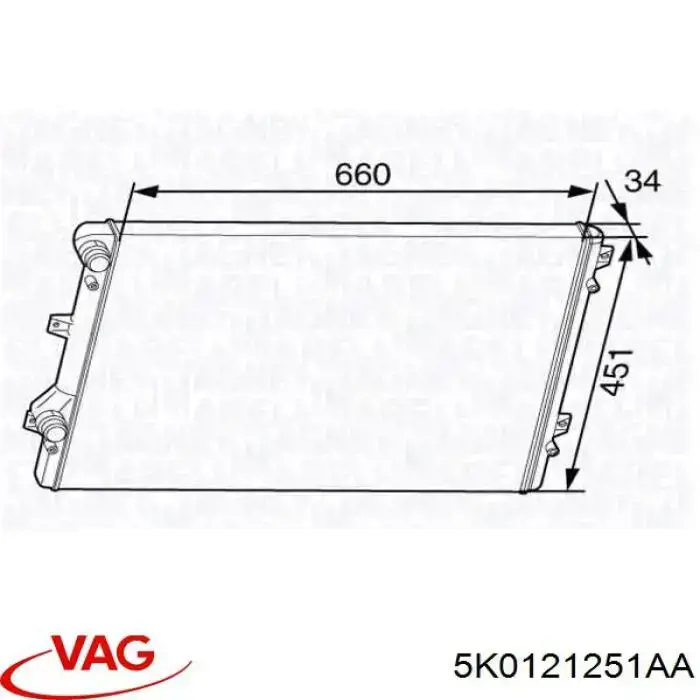 Radiador de água VAG 5K0121251AA