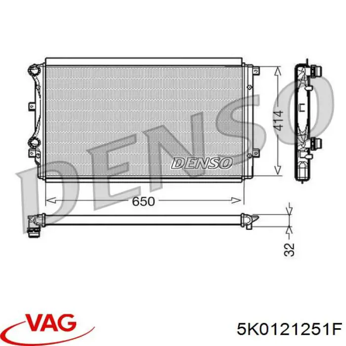Radiador 5K0121251F VAG