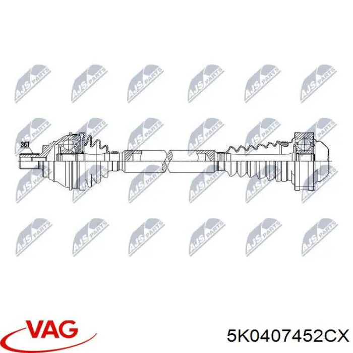 5K0407272A VAG Semieje delantero derecho