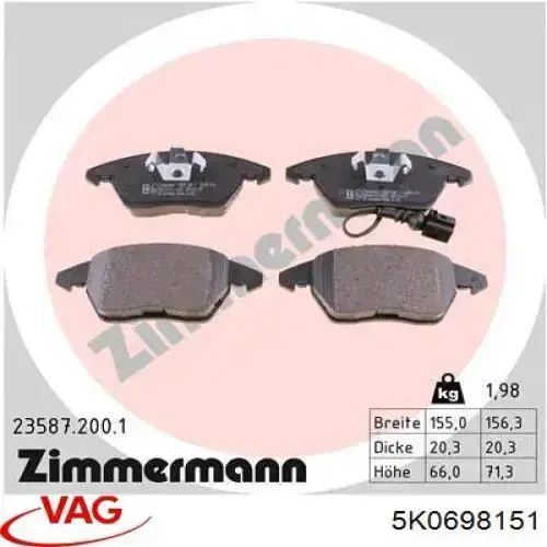 Pastillas de freno delanteras Seat Leon 2 1P1