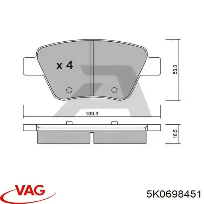 Pastillas de freno traseras Volkswagen Jetta 6 162, 163, AV3, AV2, AY2, AY3