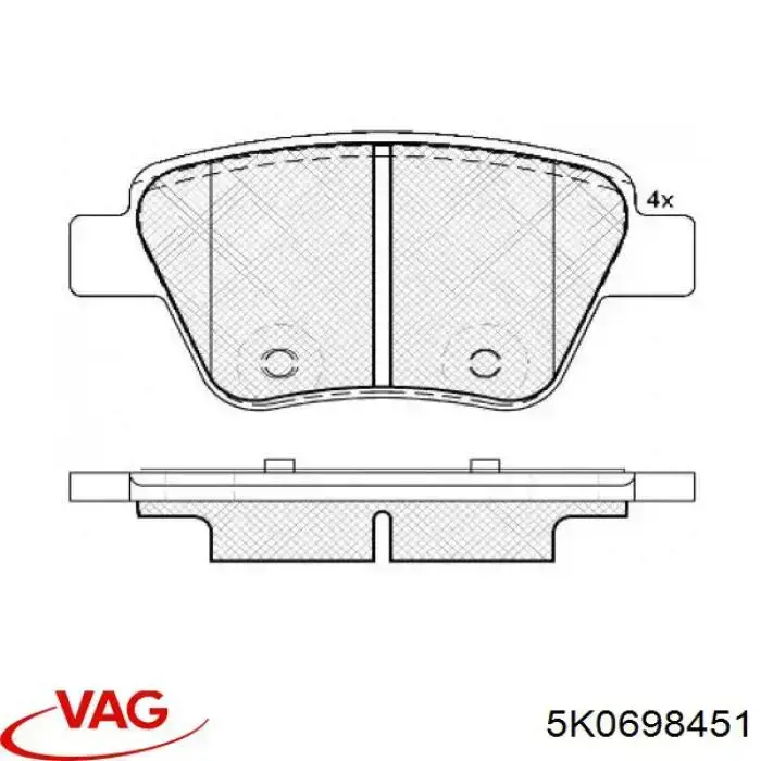Pastillas de freno traseras Volkswagen Jetta 6 162, 163, AV3, AV2, AY2, AY3