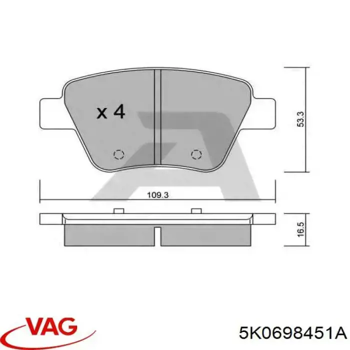 Pastillas de freno traseras Volkswagen Jetta 6 162, 163, AV3, AV2, AY2, AY3