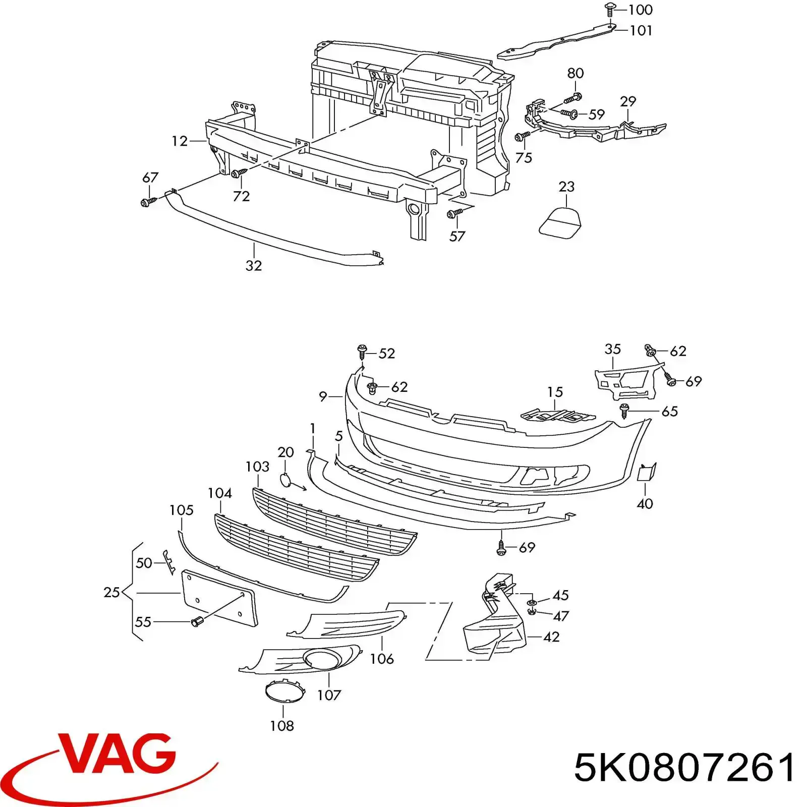 Soporte de parachoques delantero izquierdo VAG 5K0807261 precio, desde 25,33 EUR