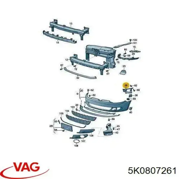 Comprar 5K0807261 VAG Soporte de parachoques delantero izquierdo