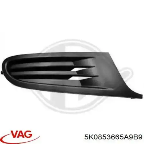 Rejilla del parachoques delantera izquierda 5K0853665A9B9 VAG