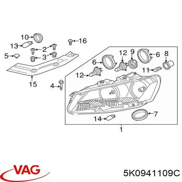 5K0941109C VAG Portalámparas de faro