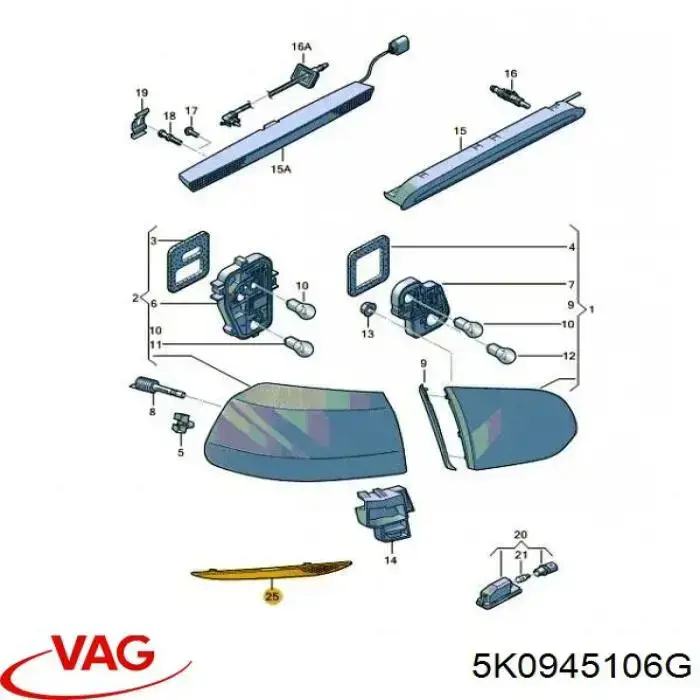 Reflector del parachoques delantero derecho VAG 5K0945106G
