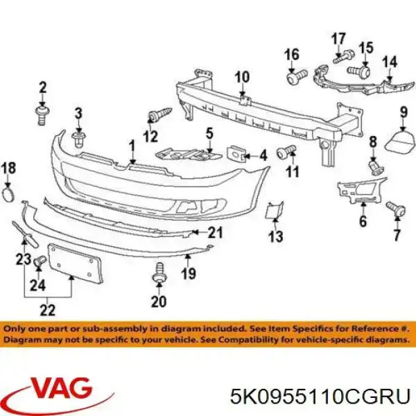 Cubierta de la boquilla del lavafaros Volkswagen Golf 6 (5K1)