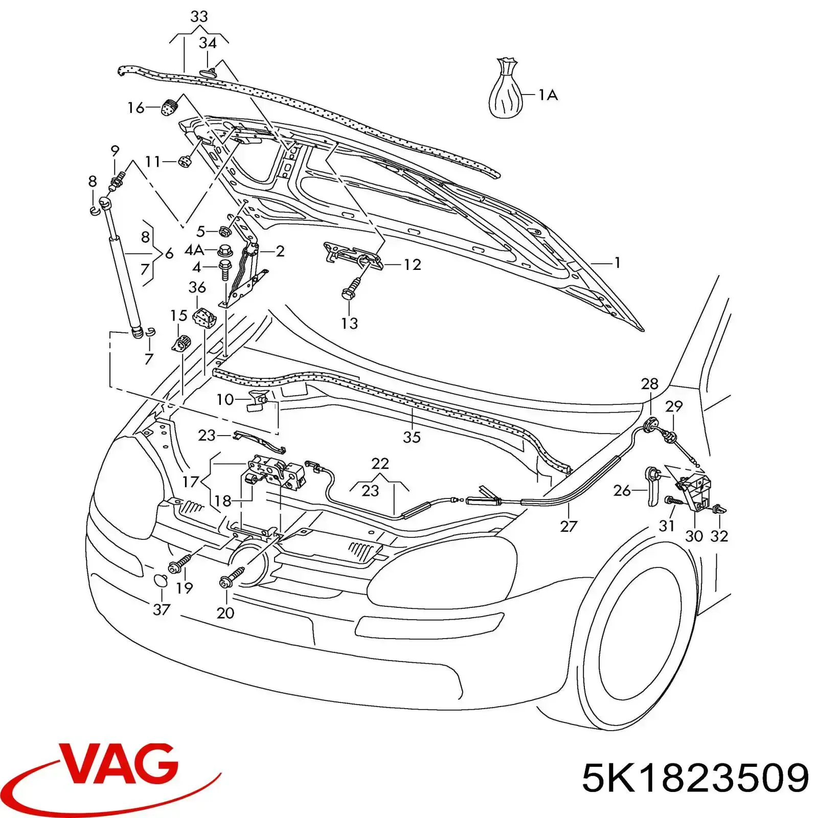Cerradura del capó de motor VAG 5K1823509